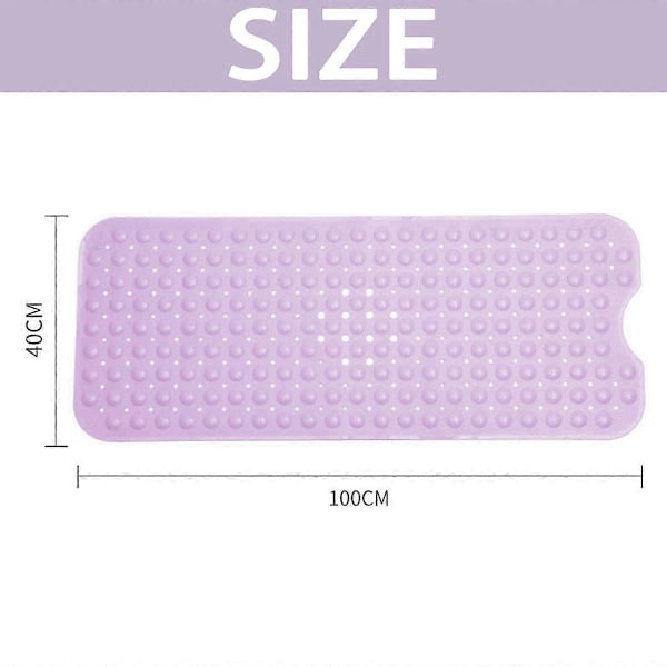 Kylpyammematto, imukupeilla varustettu kylpyammematto, konepesu ja tyhjennysreiät (läpinäkyvä violetti)