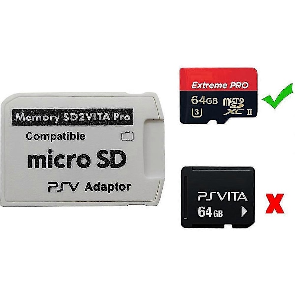 SD2Vita 5.0 Minneskortsadapter, kompatibel med PS Vita PSVSD -SD-adapter kompatibel med PSV 1000/