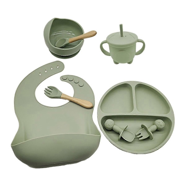 Barnservis Set Baby Kompletterande Mat Träning Silikon Servis Baby Sugkoppar Skålar Babyprodukter B