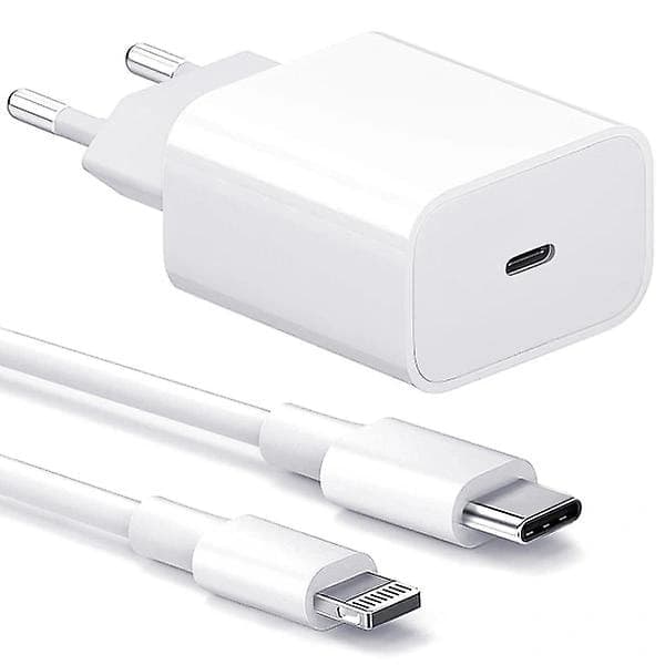 (pow yeah!) iPhone Oplader - Hurtigoplader - Adapter + Kabel 20W USB-C 2 stk 2 stk