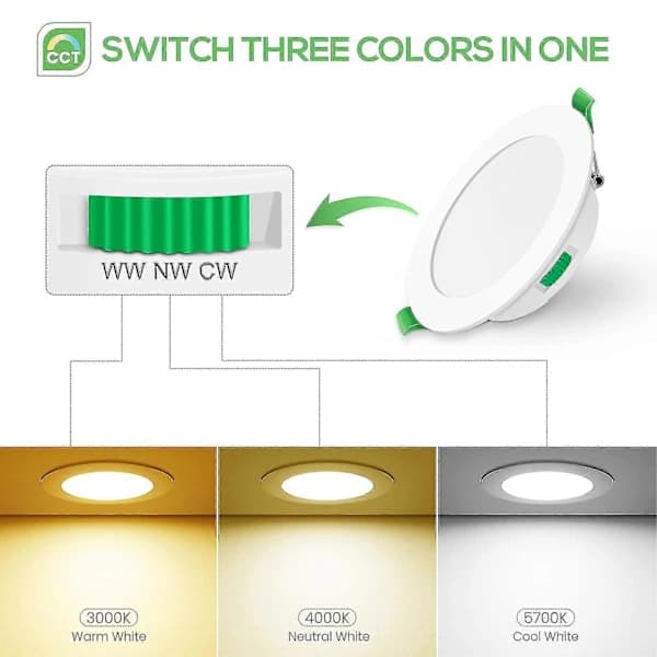 (Pow yeah!) 6-pack 7W Ultra Slim Dimbar LED Downlight CCT 67-75mm Utskärning Vit IP44CE