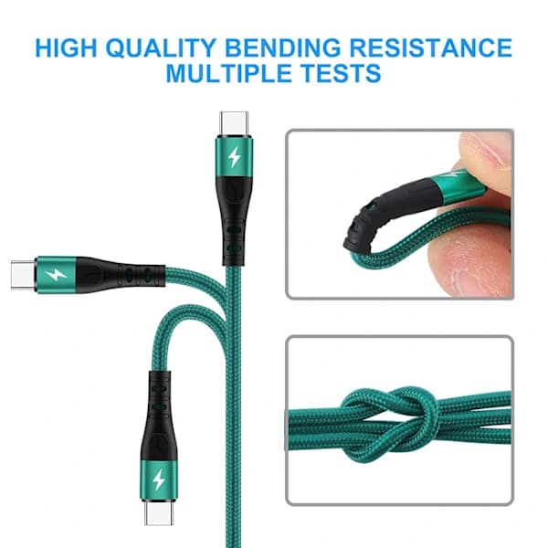 (pow yeah!) 2025 Seneste Model USB C til Multi Kabel, [3A 1.2M] Nylonflettet Type C til 4-i-1 Universelt Ladekabel med 2 x Micro USB/2 x Type C