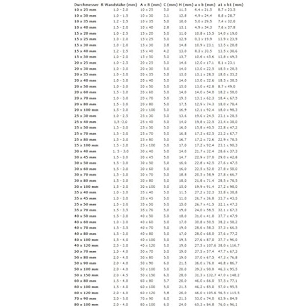 Rektangulær rørprop og glidere 50 x 80 mm - 5 stk.