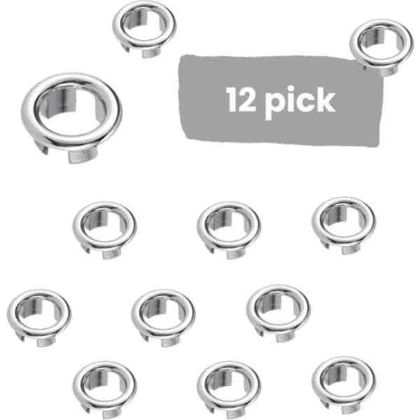【PP】Overløpsring for vask, 12 stk Overløpsring for vask Overløpsvern, Overløpsringer for vask, for badekar, kjøkken, vask