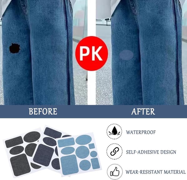 Strygemærker til Jeans, 45 Stykker, 5 Farver, Selvhæftende Reparationssæt til Tøj