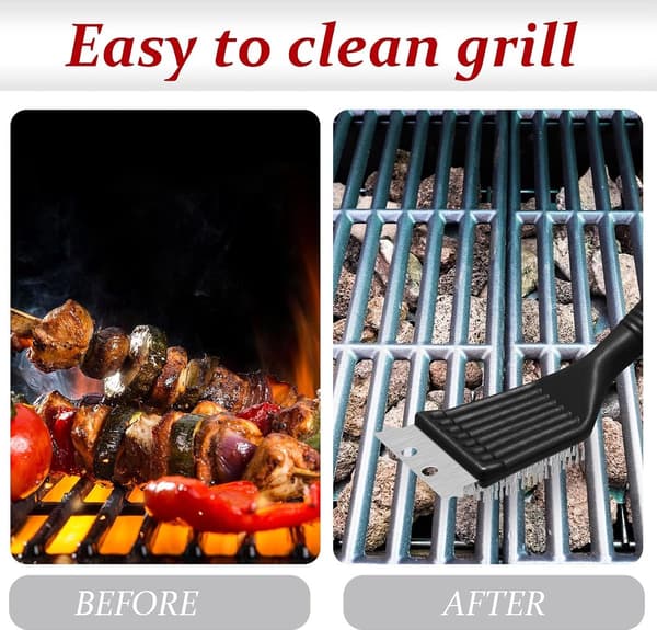 BBQ Børste & Skraber, 2 Stk. Sæt, Rustfrit Ståltråd, 8 Tommer, Ekstra Stærk til Grillrengøring