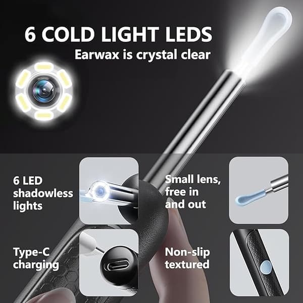 Ear Wax Removal Tool Camera - R1 D Anti-fall Off Earplugs Ear With Camera, Wireless With 1080p Hd Ear