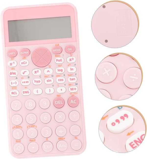 Vitenskapelig kalkulator med tolinjers 12-sifret display, bærbar multifunksjons matematikkalkulator for studenter, eksamener og kontor, rosa pink