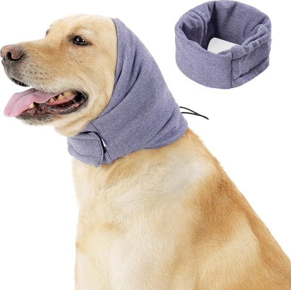 Hunde tordenhøreværn, beroligende hætte, klapfri, lys lilla, L (45-60 cm)