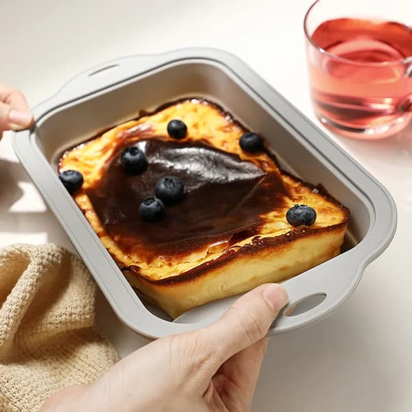 Lille rektangulær brødform i silikone, non-stick letudløsende form til brød og farsbrød (grå) Gray [Small Size] Silicone cake mold