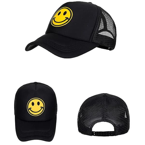 (Pow yeah!) Justerbar Mesh Baseball Cap Smiley Face Trucker Hat til Kvinder Mænd
