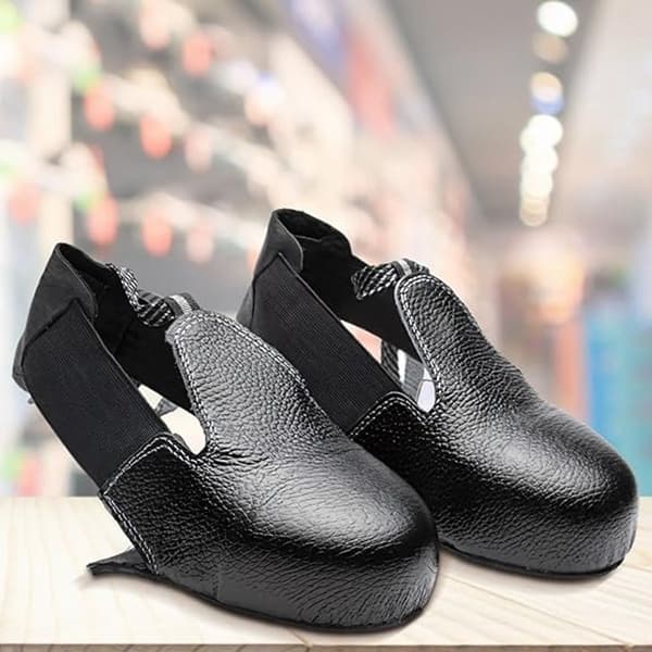 1 par ståltå-overtrækssko - Sikkerhedsskoovertræk med justerbare stropper - til arbejdspladsbeskyttelse - Sort