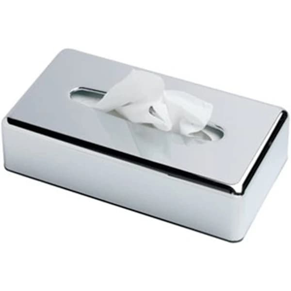 (pow yeah!) Rektangulær Kleenex Serviett Holder Flat Serviett Dispenser for Baderomsbenker (Krom Sølv)