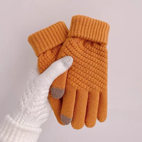 Touchscreen Vinterhandsker, Varme Strækstrikkede Handsker Med Tommel- Og Pegefinger Touchscreen, Til Mænd Og Kvinder yellow
