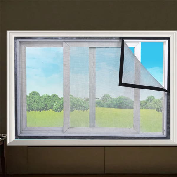Justerbart insektnet til vinduer, polyesternet, ingen boring, velcro-installation, til hjemmevinduer, sort grå, 100 x 120 cm