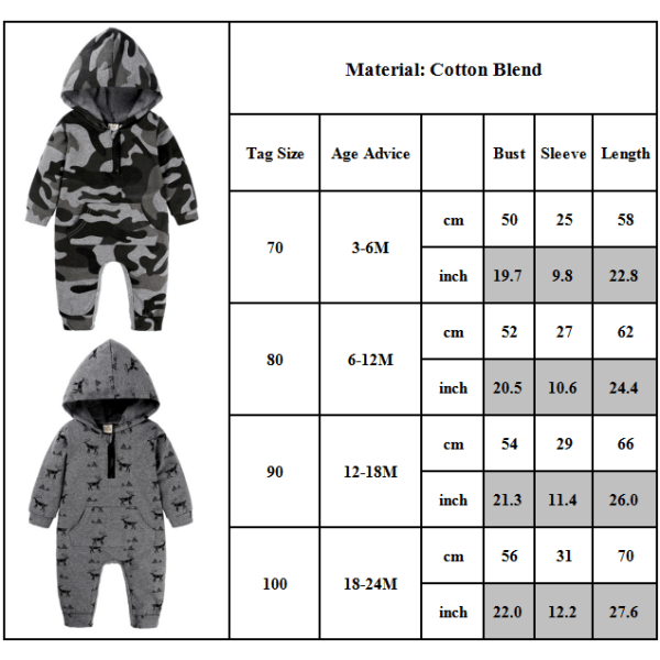 Baby Boys Girl Söt Romper Hooded Pocket Jumpsuit Kläder Outfit deer 100cm deer 100cm