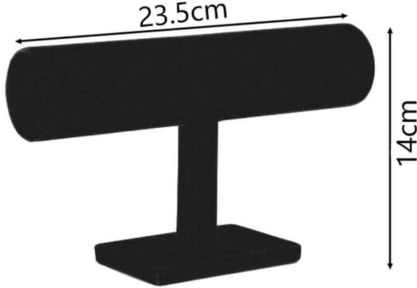 Smyckesställ Sammet T-stång Armband och Klockorganisatör för Hem Butiksdisk Svart