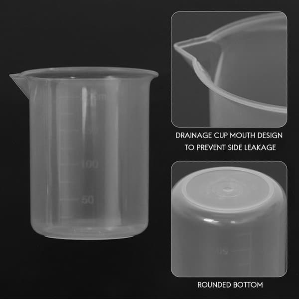 Kitchen Lab Graduated Beaker Clear Plastic Measuring Cup Thickened with Lid Measuring Jug 200mL 2pcs