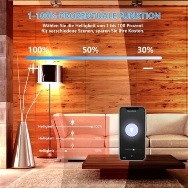 (pow yeah!) TS-Dimmer, WiFi-ljusdimmer med procentfunktion och timerfunktion, infälld röststyrd WLAN-ljusdimmer