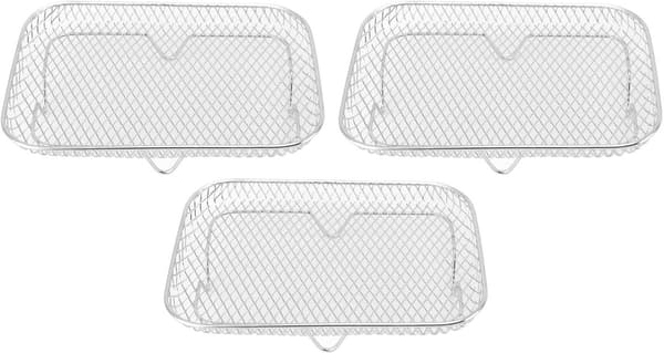Kogestativ til Airfryer, 3-lags Dehydratorstativ, Rustfrit Stål Sølv, 19x13x9cm