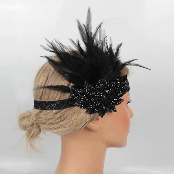(Pow yeah!) Retro 20'er Flapper Roaring Fjerhårbånd Elastiske Håraccessories