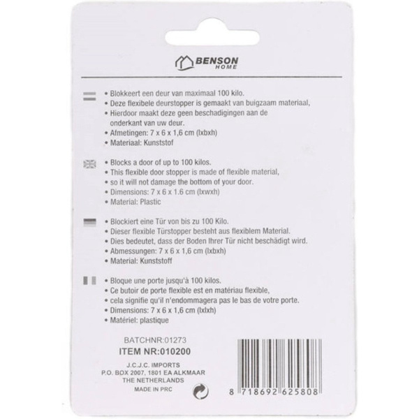Benson Dørstopper - 6x - sort - trekant - gummi - 7 x 6 x 1,6 cm - dørkile