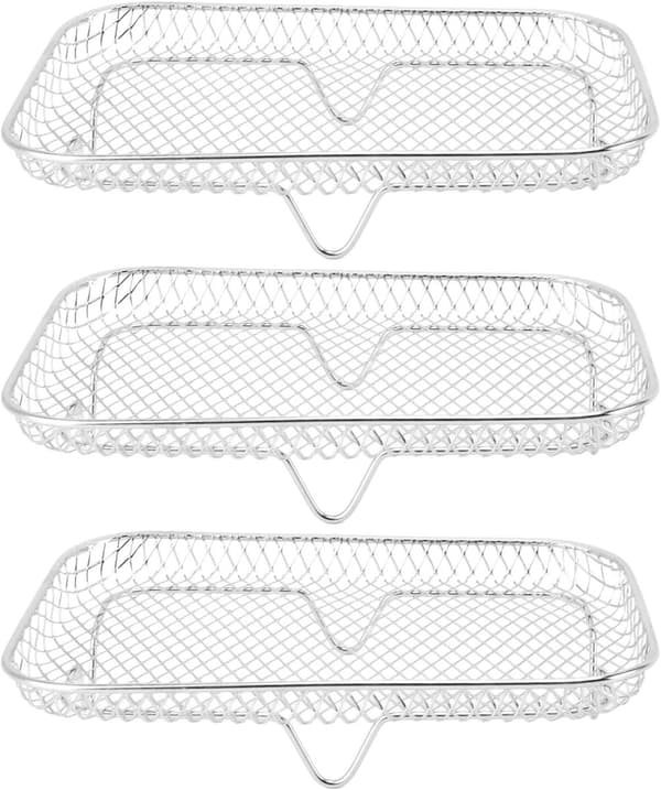 Kogestativ til Airfryer, 3-lags Dehydratorstativ, Rustfrit Stål Sølv, 19x13x9cm