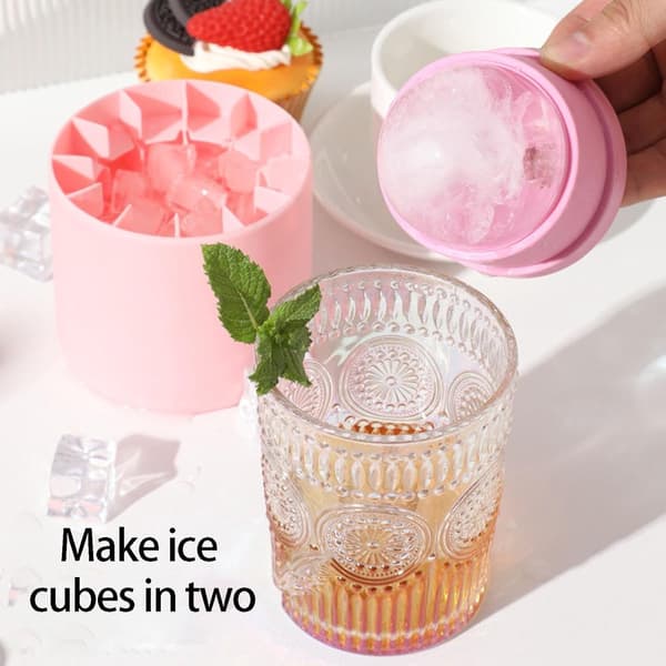 Isbitsform 2-pack, silikon 2-i-1 isbolls- och isbitsmaskin, enkel att släppa, för cocktails, whisky och iskaffe, blå