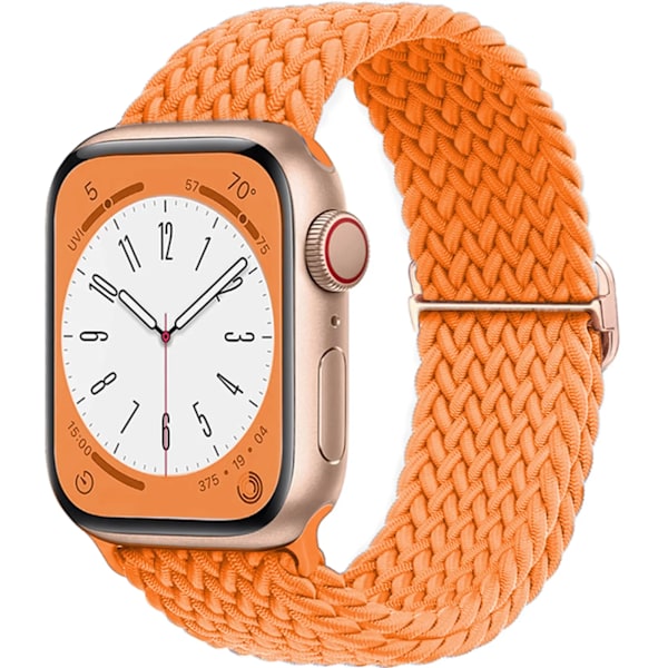 Flätad Solo Loop för Apple Watch Ultra band 40mm 44mm 41mm 38mm 49mm 45mm Elastiskt nylon iWatch series 9 8 7 3 se band Orange Orange 38mm 40mm 41mm