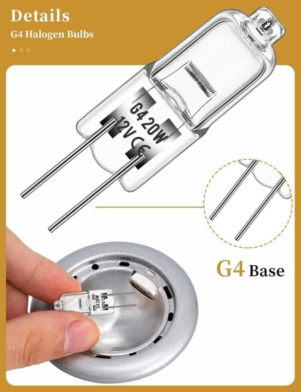 G4 Halogenpærer 20W 12V, 12-pakning Halogenpærer Lampe
