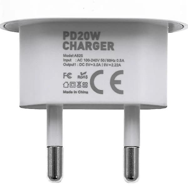 (pow yeah!) iPhone-laddare - Snabbladdare - Adapter + Kabel 20W USB-C Vit 4-pack iPhone