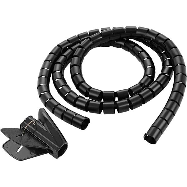 Spiralrør - Kabelopbevaring - Kabelstyring - Kabelmuffe - Inkluderer trådværktøj - Sort - 2m/16mm
