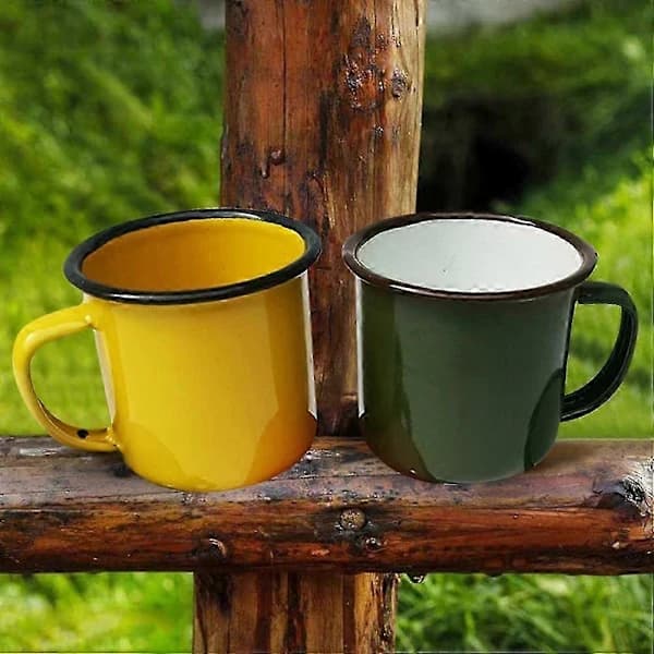 【PP】5-delt emaljerte campingkopper i flere farger, egnet for kaffe, te og drikke innendørs og utendørs