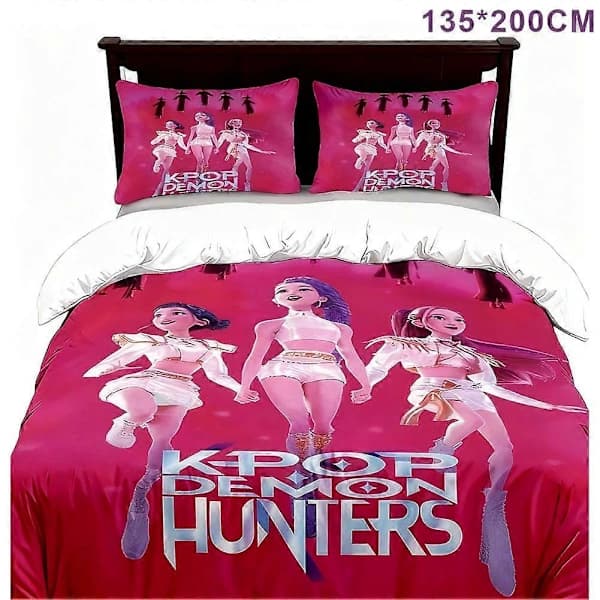 K Pop Demon Hunters 3D Bedding Set Microfiber Breathable Duvet Cover Pillowcase - 135*200cm