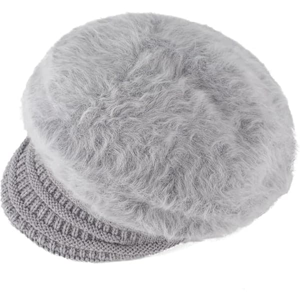 (pow yeah!) Baker Boy Hat til Kvinder, Varm Vinterhue med Skygge, Dame Uld Flat Cap