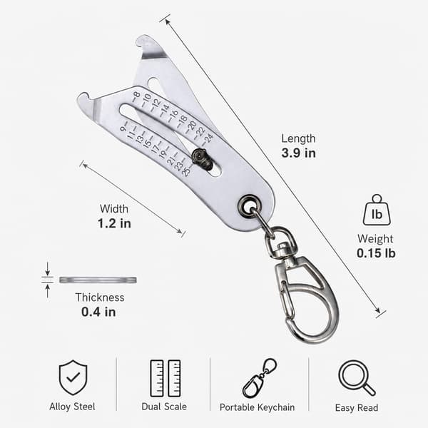 Mutter- och bultgängkontrollverktyg för garagehårdvara, silver, 1 st Thread measuring instrument