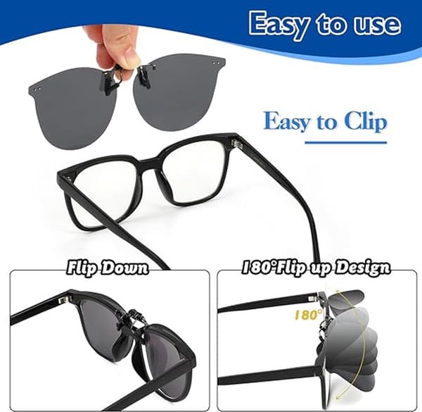 Clip-on polariserade solglasögon 2-pack med förvaringsfodral Uppfällbart UV-skydd för förare och utomhusbruk Unisex Svart