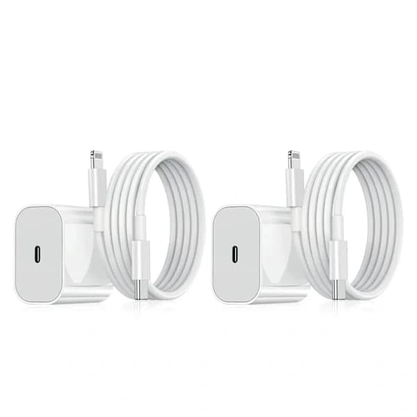 (pow yeah!) iPhone Oplader - Hurtigoplader - Adapter + Kabel 20W USB-C 2 stk 2 stk
