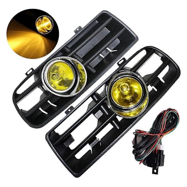 (pow yeah!) Front Støtfanger Grill Gul Tåkelys for -Mk4 Golf 1998-2004 med LED Tåkelys Dagslys