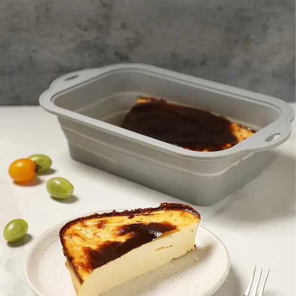 Lille rektangulær brødform i silikone, non-stick letudløsende form til brød og farsbrød (grå) Gray [Small Size] Silicone cake mold