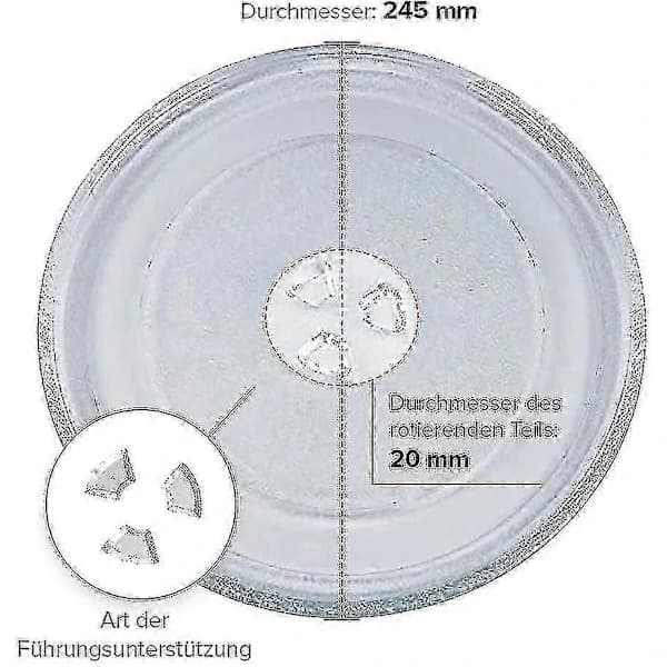 (pow yeah!) Universal 24,5 cm glasplade til mikrobølgeovn med 3 fastgørelser