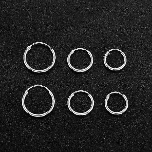 (pow yeah!) 3 par små silverörhängen - Hoop / Creoler i olika storlekar Silver