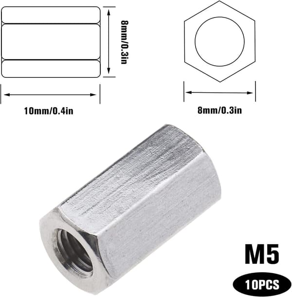 10 pcs Hex Stud Set M5x8x10mm Straight Extension Th,ZQKLA
