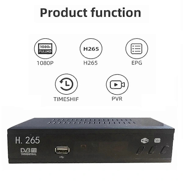 【PP】DVB T2 HEVC 265 Digital TV-mottaker DVB-T2 265 1080P HD-dekoder USB Terrestrisk TV-mottaker EPG Set To