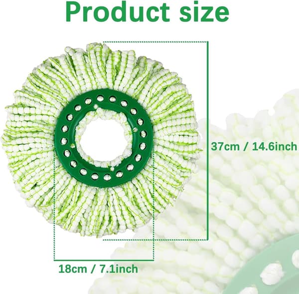 Mopprefill - Erstatningshode kompatibelt med Libman Tornado, Spin Mop - Maskinvaskbart - Grønn og hvit