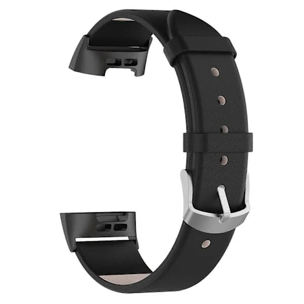 (pow yeah!) Kompatibelt ekte lærarmbånd for Fitbit Charge 4/3 med spenne i rustfritt stål
