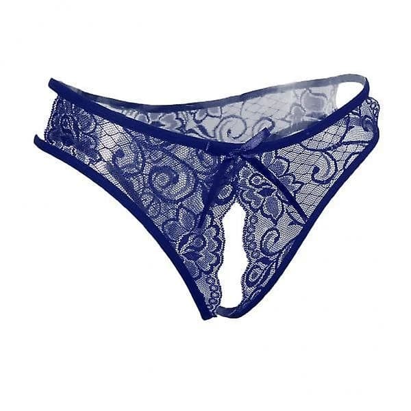 (pow yeah!) 4x Sexy Dame Truser med Blomsterblonder Stringtruser Åpen Skritt Undertøy Blå