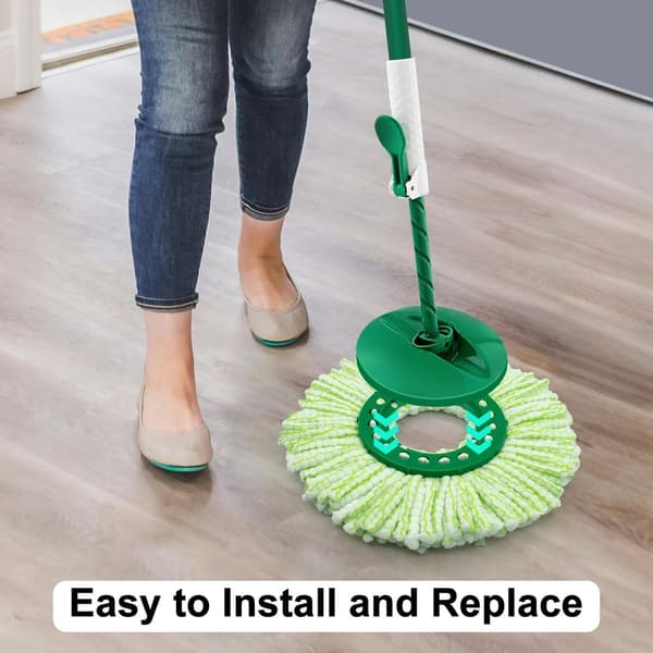 Mopprefill - Erstatningshode kompatibelt med Libman Tornado, Spin Mop - Maskinvaskbart - Grønn og hvit