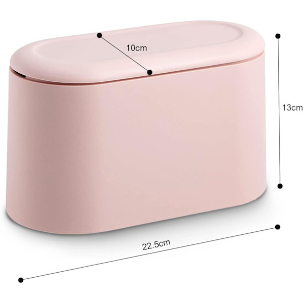 Pink Small Desktop Trash Can with Push Button Lid for Bathroom, ZQKLA
