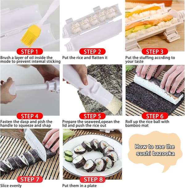 Sushi Bazooka, Sushi Rulleform, Fødevaregodkendt Plast DIY Maker, Sort